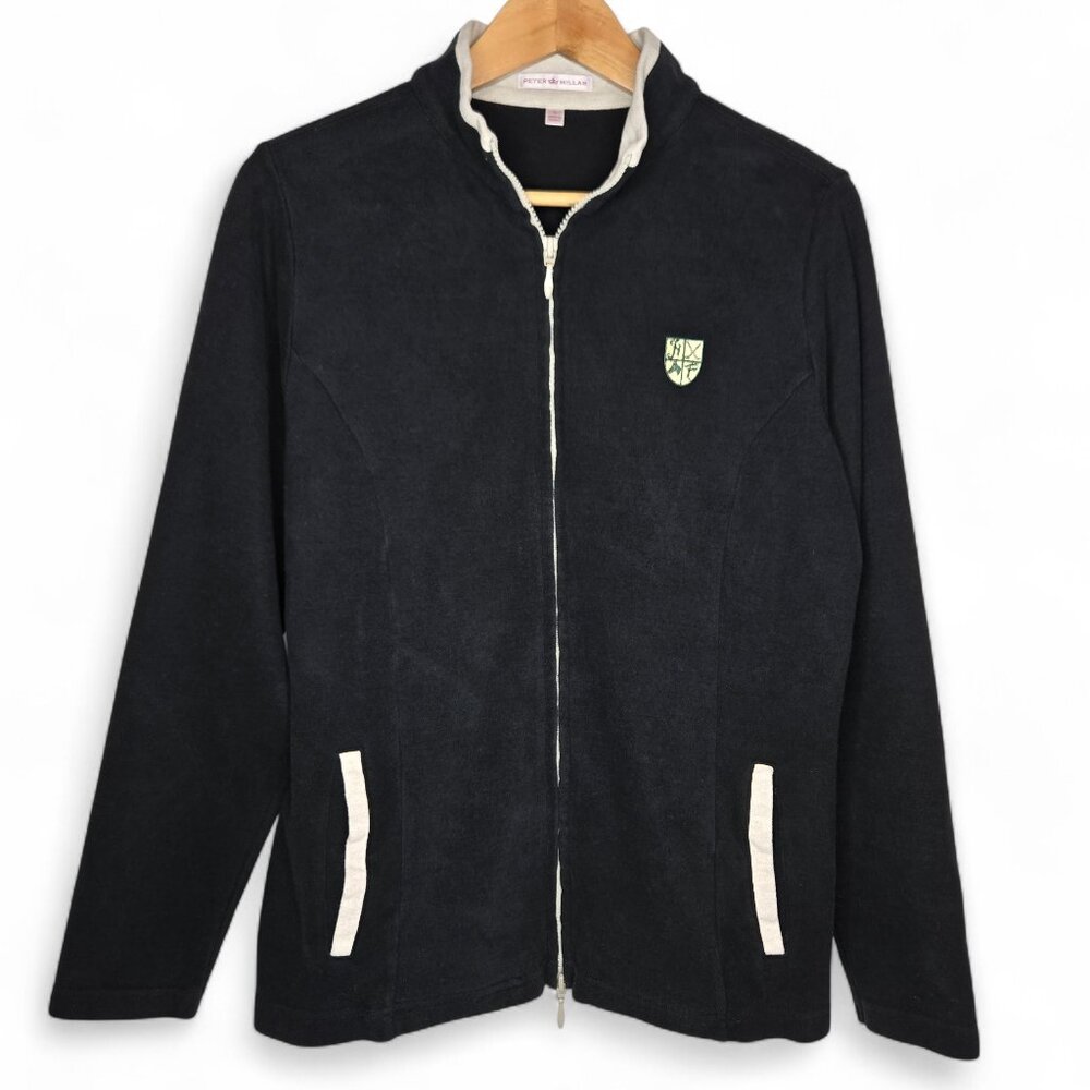 Peter Millar Full Zip Cardigan Sweater Men's Embroidered Shield Logo Sporty L